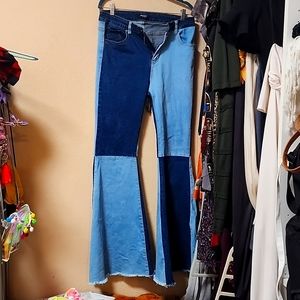 American Bazi, 2 tone denim, flared bell bottom, jeans , size L